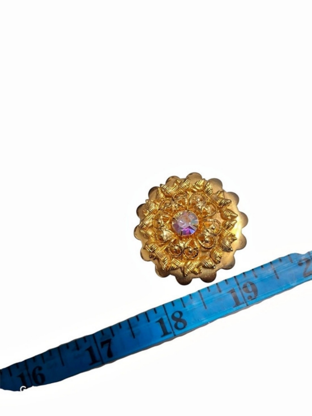 Vintage Gold Scarf Clip with Aroura Bourealis Center Stone